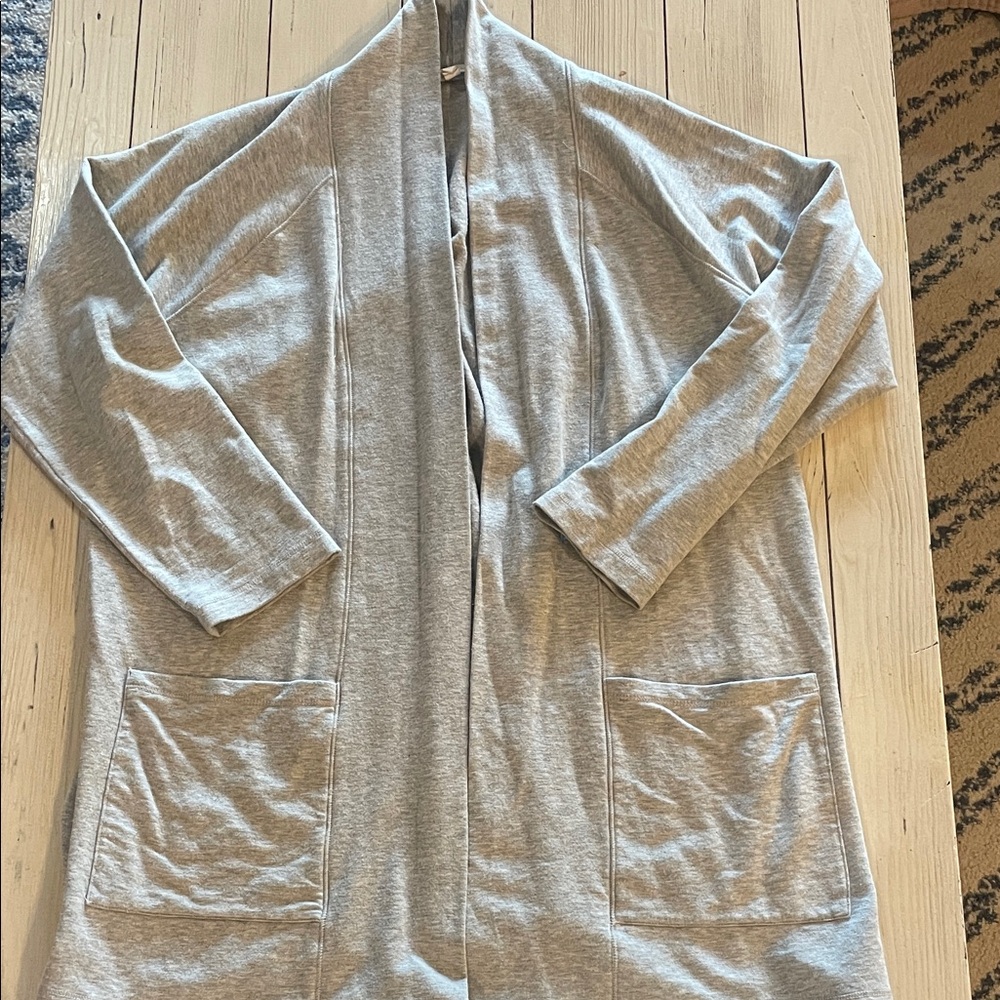 Gray Open Front Cardigan
